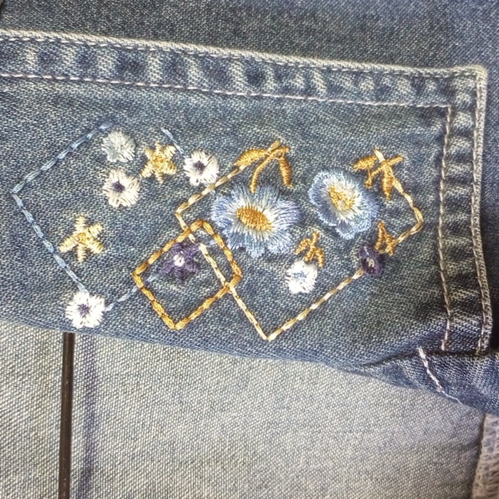 Bobbie Brooks Size 26W Two Piece Floral Maxi Dress w/ Embroideted Denim Vest - Picture 3 of 6